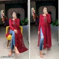 rama fancy dressName: rama fancy dressFabric: GeorgetteSleeve Length: Long SleevesPattern: EmbellishedNet Quantity (N): 1Sizes:S (Bust Size: 32 in, Length Size: 32 in) M (Bust Size: 36 in, Length Size: 34 in) L (Bust Size: 38 in, Length Size: 36 in) XL (Bust Size: 40 in, Length Size: 38 in) XXL (Bust Size: 42 in, Length Size: 40 in) Country of Origin: India - Teal