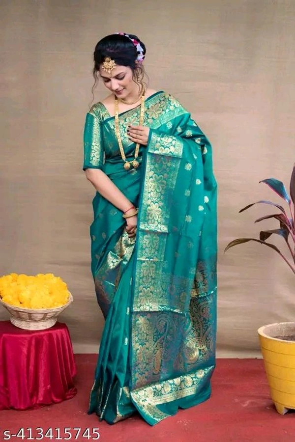 Marvellous Soft Banarasi Silk Saree With Unique Blouse PieceName: Marvellous Soft Banarasi Silk Saree With Unique Blouse PieceSaree Fabric: Banarasi SilkBlouse: Running BlouseBlouse Fabric: JacquardPattern: Zari WovenBlouse Pattern: Same as BorderNet Quantity (N): SingleSizes: Free Size (Saree Length Size: 5.5 m, Blouse Length Size: 0.8 m) Country of Origin: India