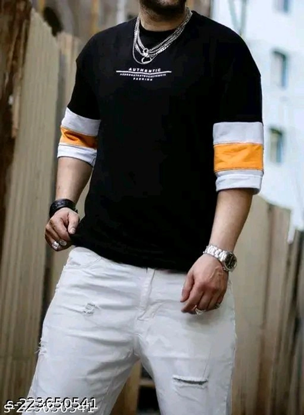 Catalog Name:*Comfy Glamorous Men Tshirts*Fabric: Cotton BlendSleeve Length: Three-Quarter SleevesPattern: PrintedNet Quantity (N): 1Sizes:S (Chest Size: 39 in, Length Size: 27 in) M (Chest Size: 41 in, Length Size: 27.5 in) L (Chest Size: 43 in, Length Size: 28 in) XL (Chest Size: 45 in, Length Size: 28.5 in) XXL (Chest Size: 47 in, Length Size: 29 in) Dispatch: 1 Day*Proof of Saf