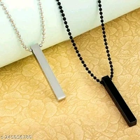 Xperia Stylish Silver- Black 3D Vertical Bar Cuboid Stick Locket Pendant Necklace Brass, Rhodium Alloy, Stainless Steel Locket SetName: Xperia Stylish Silver- Black 3D Vertical Bar Cuboid Stick Locket Pendant Necklace Brass, Rhodium Alloy, Stainless Steel Locket SetMaterial: Stainless SteelPlating: Silver PlatedClosure: S-HookSize: OnesizeType: Chain With PendantAdd On: ChainNet Qu