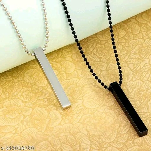 Xperia Stylish Silver- Black 3D Vertical Bar Cuboid Stick Locket Pendant Necklace Brass, Rhodium Alloy, Stainless Steel Locket SetName: Xperia Stylish Silver- Black 3D Vertical Bar Cuboid Stick Locket Pendant Necklace Brass, Rhodium Alloy, Stainless Steel Locket SetMaterial: Stainless SteelPlating: Silver PlatedClosure: S-HookSize: OnesizeType: Chain With PendantAdd On: ChainNet Qu
