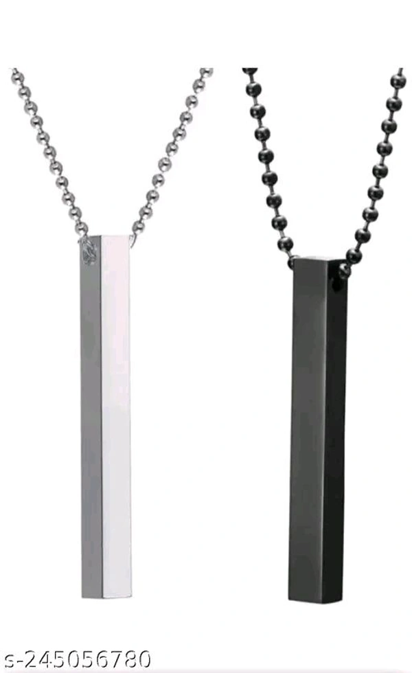 Xperia Stylish Silver- Black 3D Vertical Bar Cuboid Stick Locket Pendant Necklace Brass, Rhodium Alloy, Stainless Steel Locket SetName: Xperia Stylish Silver- Black 3D Vertical Bar Cuboid Stick Locket Pendant Necklace Brass, Rhodium Alloy, Stainless Steel Locket SetMaterial: Stainless SteelPlating: Silver PlatedClosure: S-HookSize: OnesizeType: Chain With PendantAdd On: ChainNet Qu