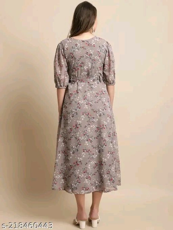 Women's Georgette A-line Floral Print Maxi Dress  - Web Orange