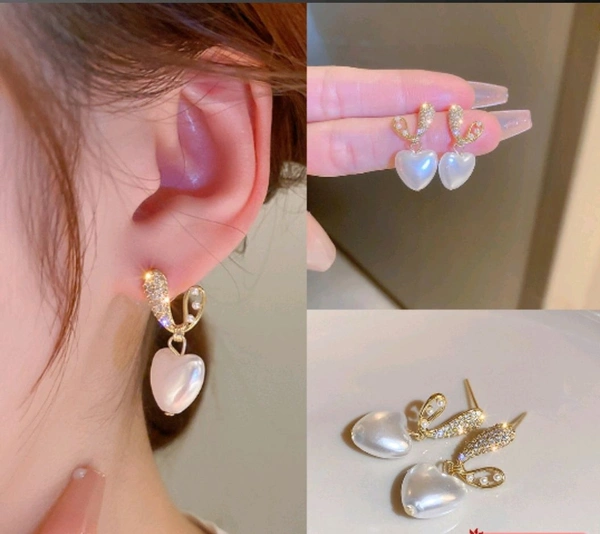 Golden Alloy Korean Earrings