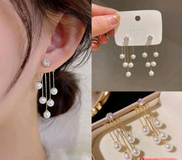 Golden Alloy Korean Earrings