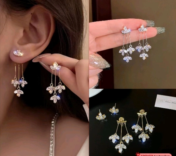 Golden Alloy Korean Earrings