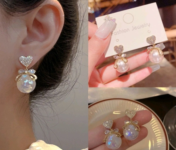 Golden Alloy Korean Earrings
