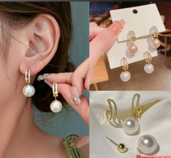Golden Alloy Korean Earrings