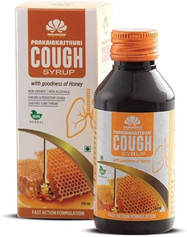 Pankajakasturi Herbals Cough Syrup (Honey) 100ml - 4 x 100ml
