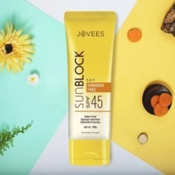 Jovees Sun Block Spf 45 3 in 1 Face cream 100g  - 3 x 100g