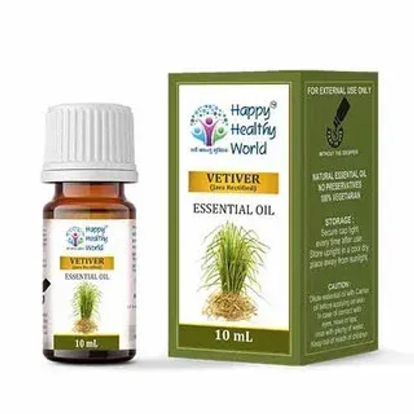 Happy Healthy World Vetiver Essential Oil 10ml (Java Rectified) 10ml - 3 x 10ml