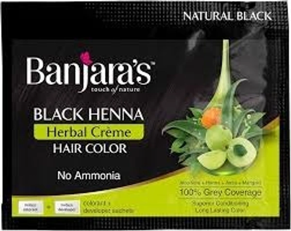 Banjara's Black Henna Herbal Cream Hair Color 20gm + 20ml  - 10 x 40g