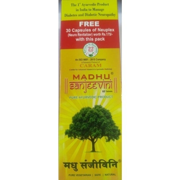 Caram Health Care Madhu Sanjeevani 60 Tablet with Neuplex 30 Capsule  - 3 x 60 Tablets