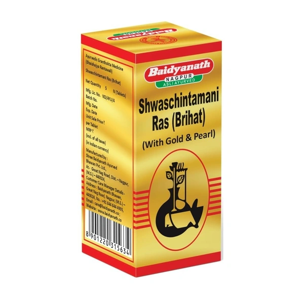 Baidyanath Swas Chintamani Ras (With Gold & Moti) 10 Tablets  - 3 x 10 Tablets