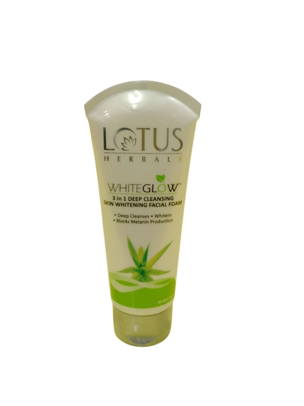 Lotus Herbals White Glow 3in1 Deep Cleaning Skin Whitening Facial Foam 