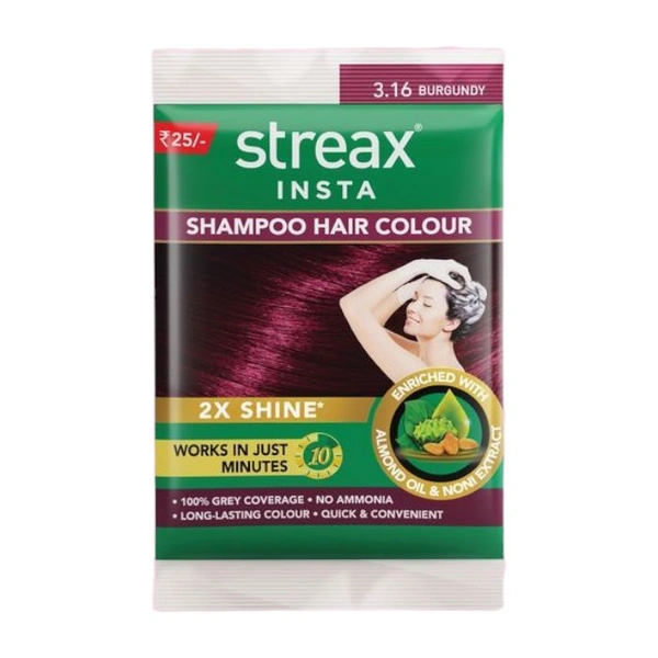 Streax Insta Shampoo Hair Colour - 3.16 Burgundy 