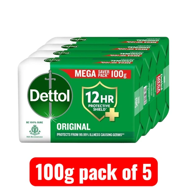 Dettol Original 100g Pack Of 5 Nos,×100g Each= 500g