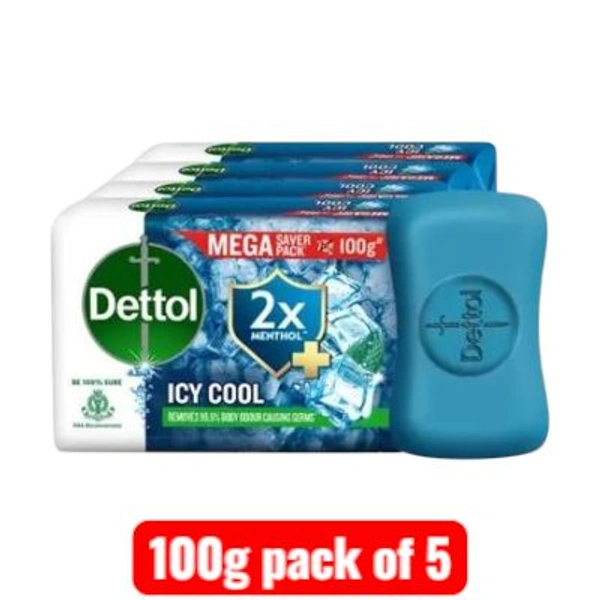 Dettol ICY COOL 100g Pack Of 5 Nos,×100g Each= 500g