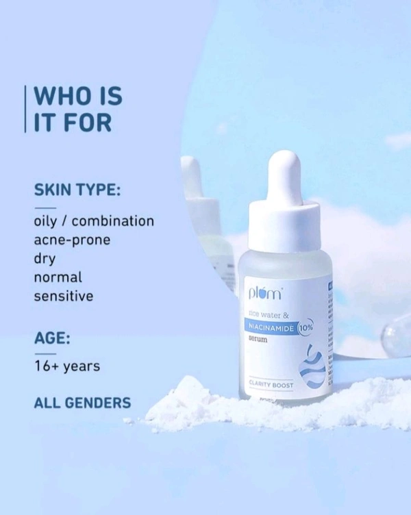 Plum 10% Niacinamide Serum Rice Water Brightens Skin, Fades Blemishes 10ml