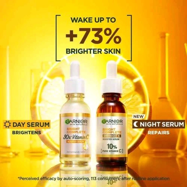 Garnier Bright Complete Night Vitamin C Serum With 10% Pure Vitamin C for Bright Skin, 15ml - 15ml