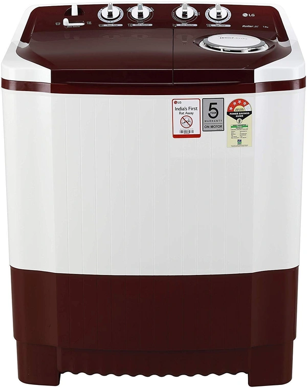 LG 7 Kg 4 Star Semi-Automatic Top Loading Washing Machine (P7010RRAY, Burgundy, Collar Scrubber)
