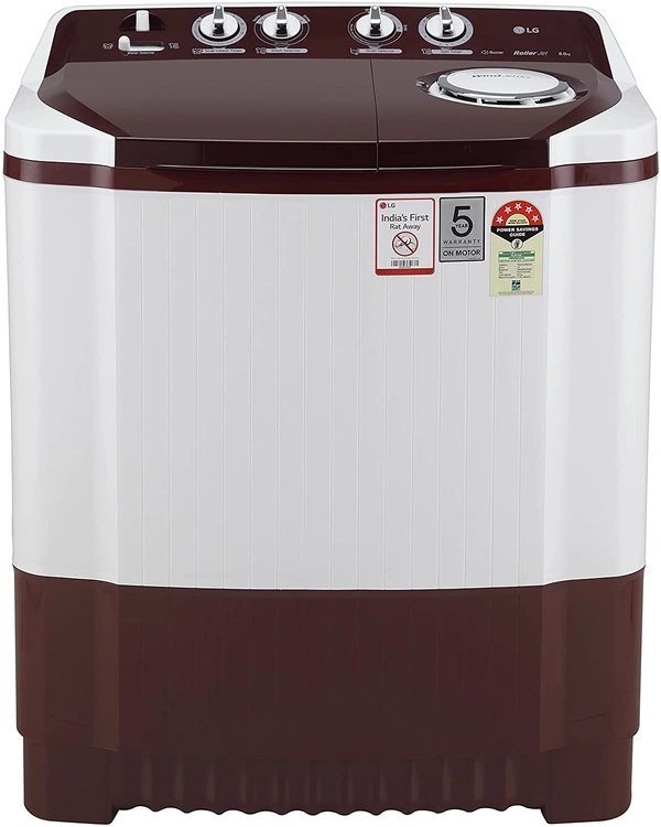 LG 10 kg 5 Star Semi-Automatic Top Loading Washing Machine (P1050SRAZ, Burgundy, Wind Jet Dry), Large