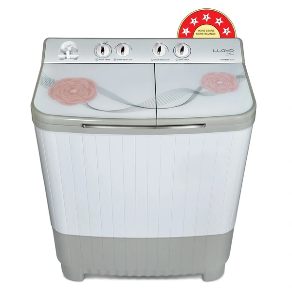 Lloyd 8 Kg 5 Star Semi-Automatic Top Loading Washing Machine (LWMS80HT1 - Light Grey)