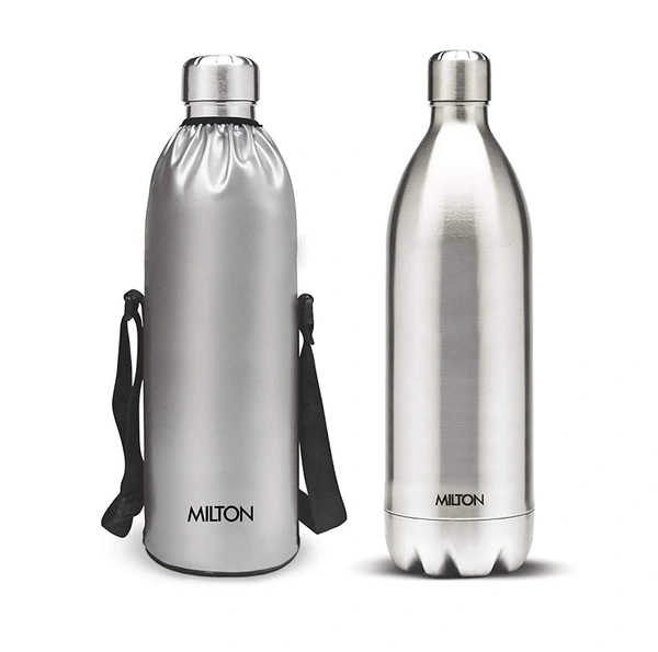 Milton Duo DLX 1500 Thermosteel 24 Hours Hot and Cold Water Bottle, 1.5 Litre, Silver