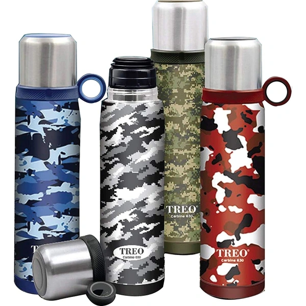 TREO by Milton Camouflage Carbine-650 Thermosteel Vaccum Insulated Hot & Cold Stainless Steel Water Bottle 600 ml (1 PC, Multicolour)