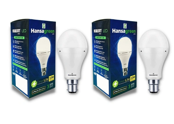 10W Led Emergency Bulb, Rechargeable Bulb For Home (Pack of 2)