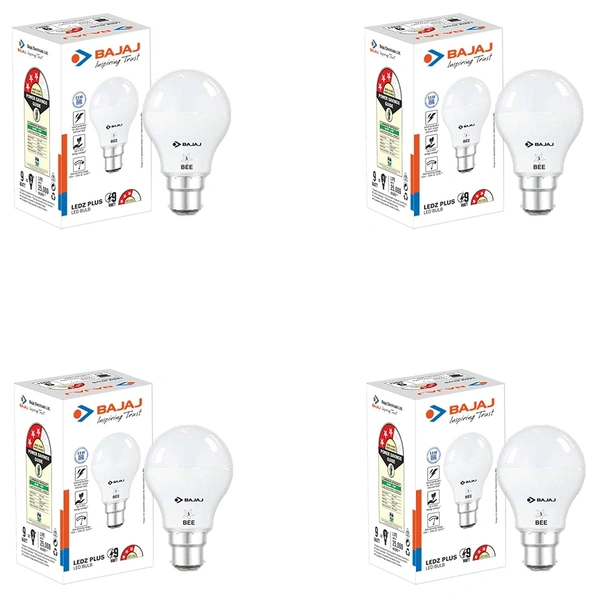 Bajaj 830418-Pk4 Plus LED Lamp 9W Cool Daylight B22 (Pack of 4, White, Medium)