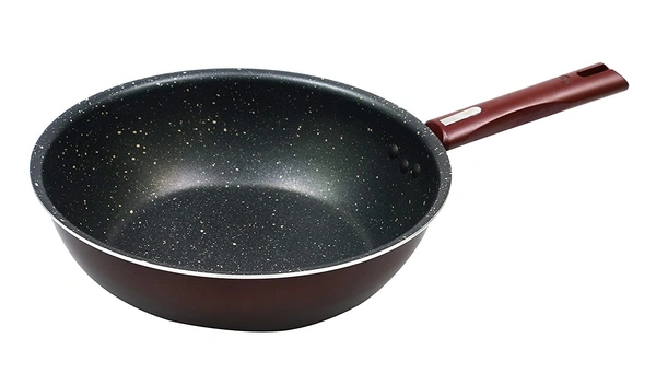 Nirlep Bajaj Electricals Selec+ J Class Aluminium 2.8 L 24 Cm Non Stick Induction Wok, 2.6 mm - Maroon