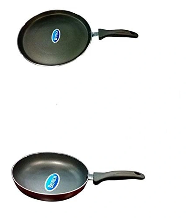 Bestech Nonstick Induction Base Cookware 2pcs Set with Free Scrubber and Wooden Spatula