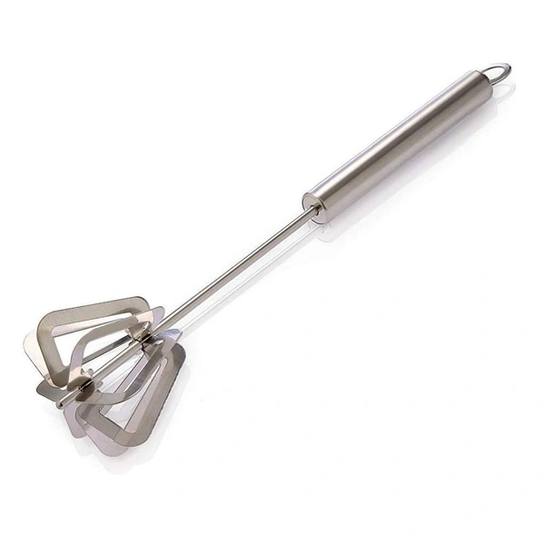 Stainless Steel Mix Egg, Lassi, Butter Milk Maker, Mixer Spring Hand Press Blender Whisk