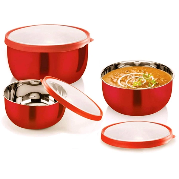 Pogon® Elicia Bowl Set, Serving Bowls with Lids Set Bowl Stainless Steel 3pcs