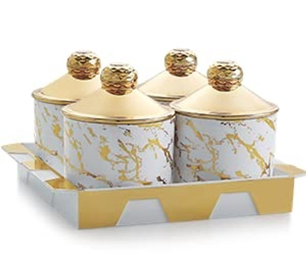 Rishabh Silky Ceramic Plastic Container Set With Tray