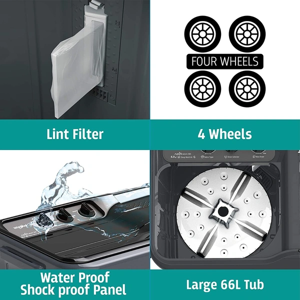 Whirlpool 6 Kg 5 Star Semi-Automatic Top Loading Washing Machine (SUPERB ATOM 60I, Grey Dazzle) - Credit & Debit Card Accepted, 3-5 Days