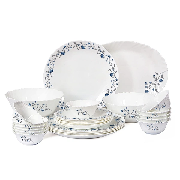 Cello Opalware Imperial Vinea Opalware Dinner Set, 27 Pieces, White