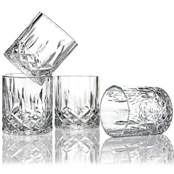 Soogo Crystal Whiskey Glasses Set of 6 pcs- 300 ml Bar Glass for Drinking Bourbon, Whisky, Scotch, Cocktails, Cognac- Old Fashioned Cocktail Tumblers