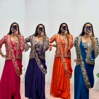 Indo Western Drap Saree - Red