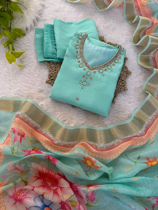 Roman Silk Soft Fabric Kurti Set - L