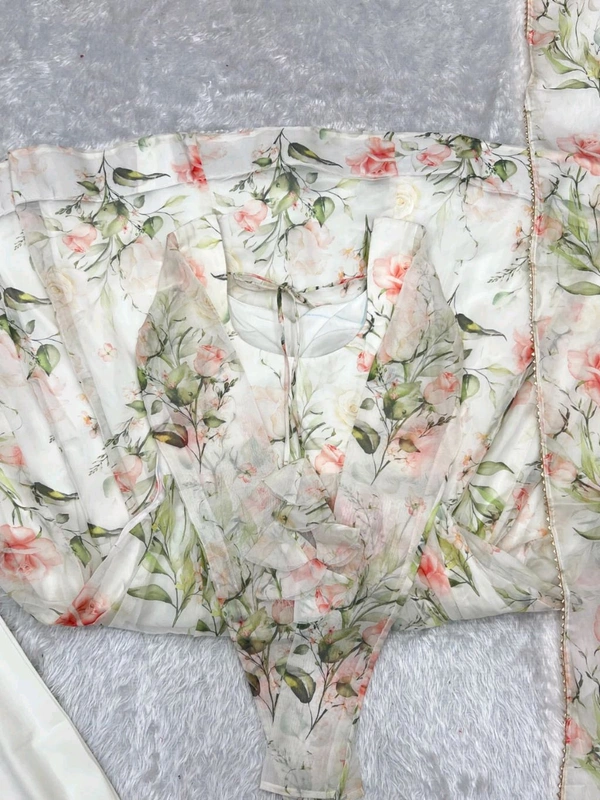 Georgette Anarkali Gown Duppta Full Set With Pent* - Xl