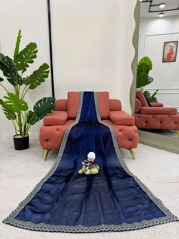 Saree on Havy Organza Silk Febric with Thred & Sequnce work