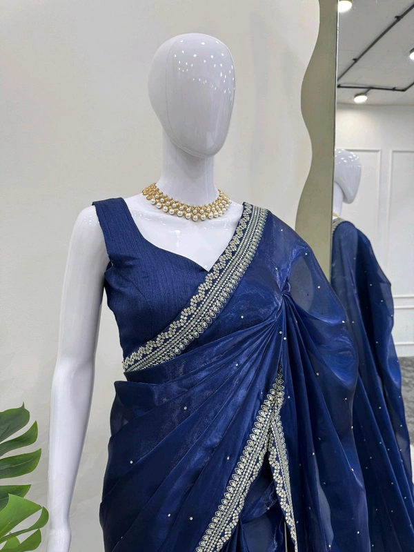 Saree on Havy Organza Silk Febric with Thred & Sequnce work