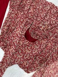 Pure Soft Fox Georgette Kalamkari Print Fabric Fully Flair Anarkali,with Duppta Set* - Xl