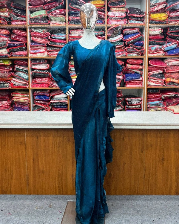 Ready To Wear Predrapped Saree With Full Stitched Blouse Jimmy Choo - Xl