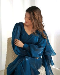 Ready To Wear Predrapped Saree With Full Stitched Blouse Jimmy Choo - Xl