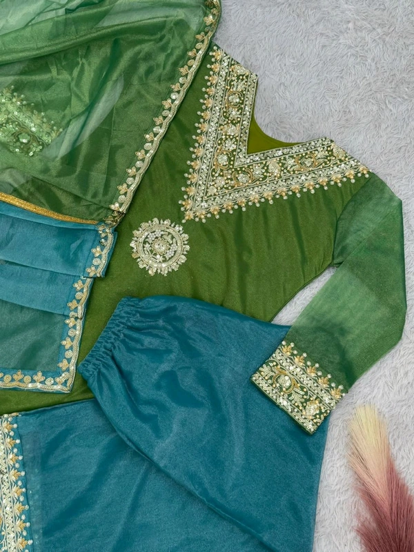 Fancy Embroidery Heavy Work Top Plazo Dupatta - M