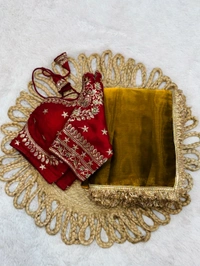 Queen golden Saree Blouse Ready To Wear