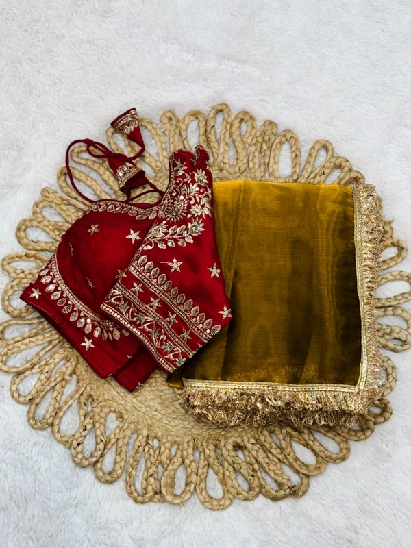 Queen golden Saree Blouse Ready To Wear